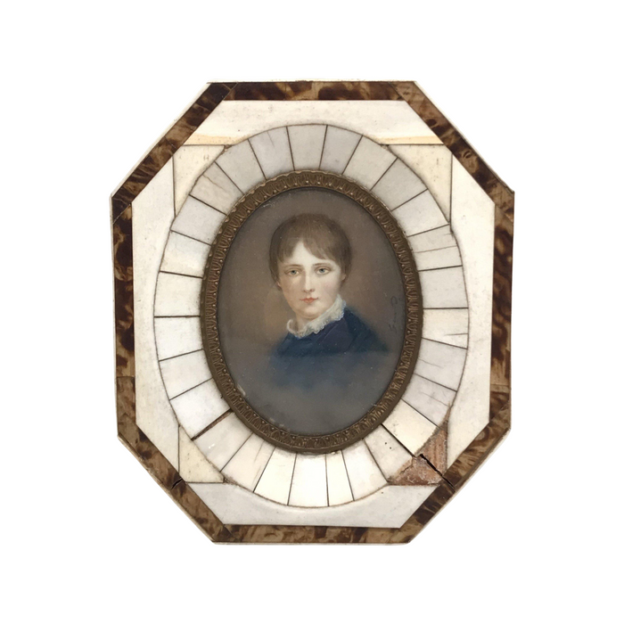 Painting of a young man in shell frame 