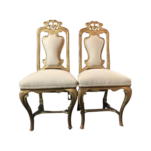 Elegant Pair of French 19th Century Chairs with Original Gold Gilding