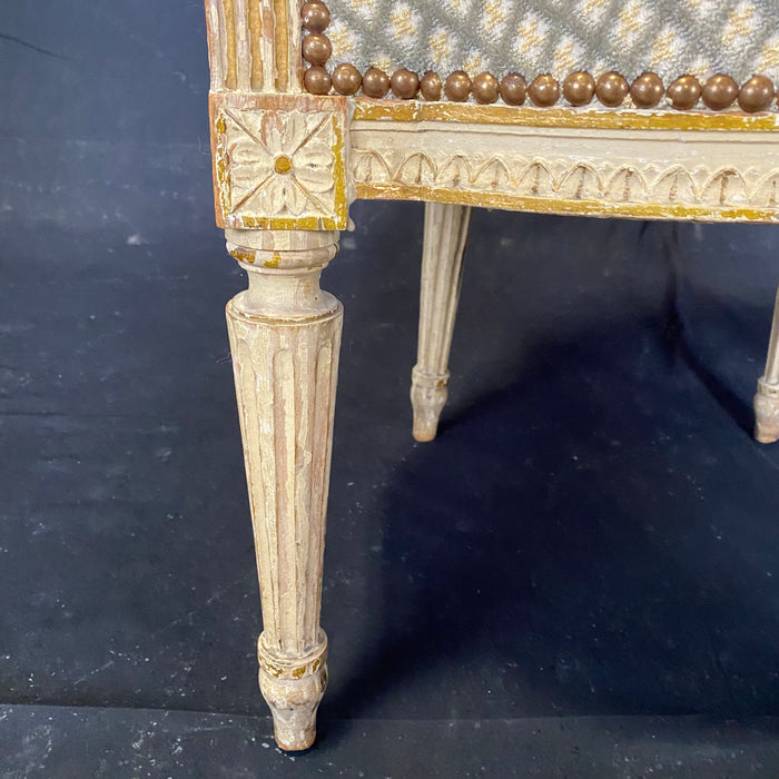 Pair of French Louis XVI Period Chairs with Original White Paint