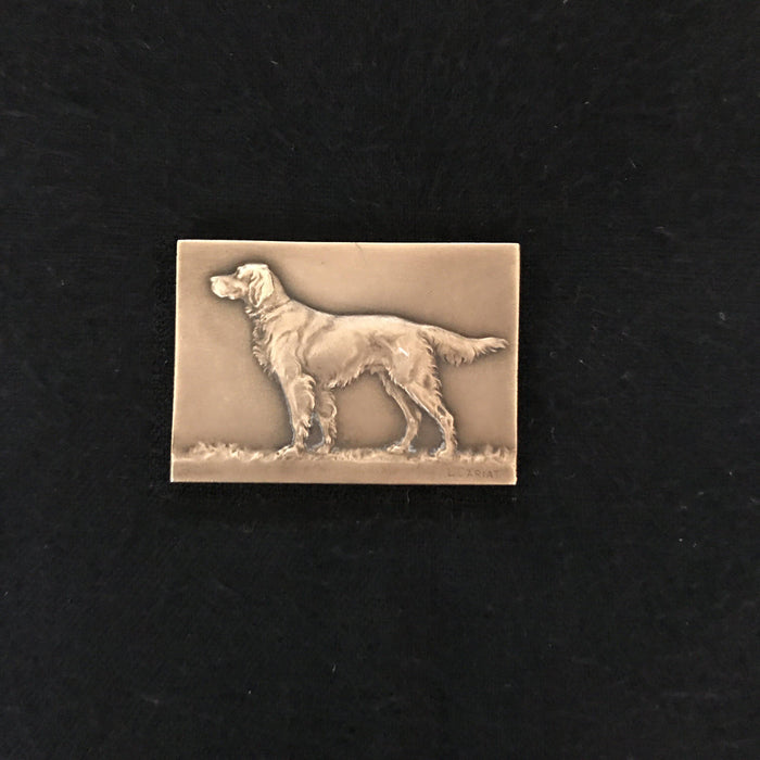 french dog medal bronze for sale Signed French Dog Medal: Bronze showing a Setter/Retreiver