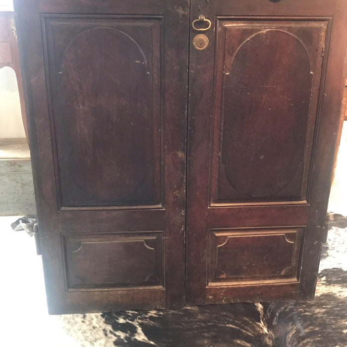 Set of Four (Two Pairs) French Walnut Doors from Early 1800s with Original Bronze Hardware