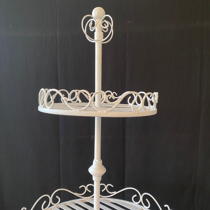 English Late Victorian Two Tier Iron and Wire Garden Plant Stand