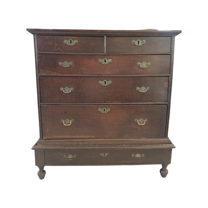 Antique Oak Chest on Stand - Front View - For Sale