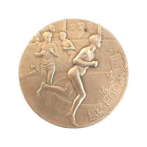 French bronze running medal or coin 