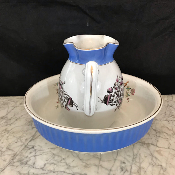 British Stone China Pitcher and Bowl Set by Maddock & Company