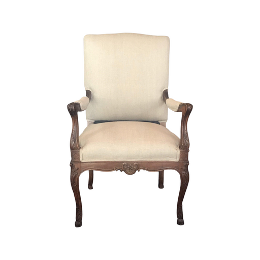 19th Century French Walnut Armchair - Front View - For Sale