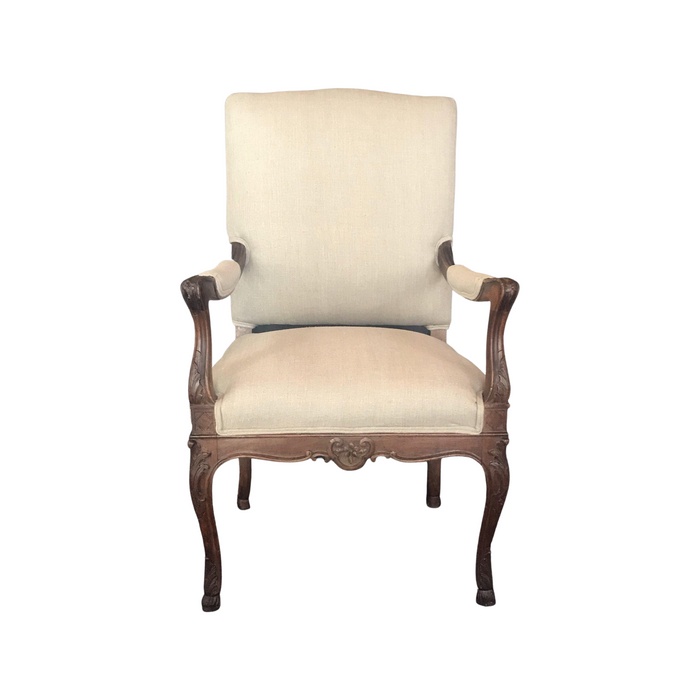 19th Century French Walnut Armchair - Front View - For Sale