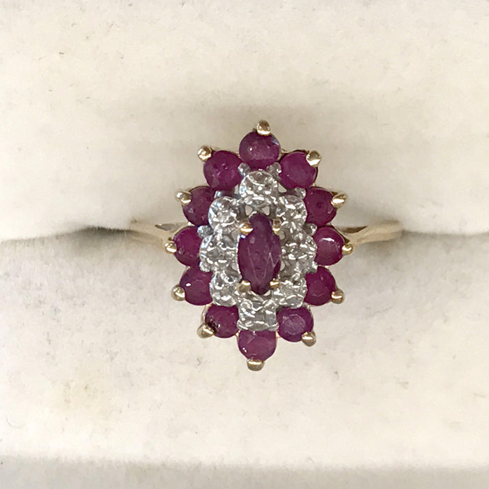 Antique diamond and ruby engagement ring 