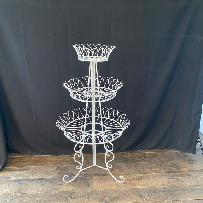 French Round Three-Tier Iron Wire Plant Stand