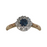 Vintage gold band engagement ring with sapphire and diamonds 