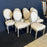 Set of Eight French Louis XVI Style Cerused Oak Tufted Back Dining Chairs