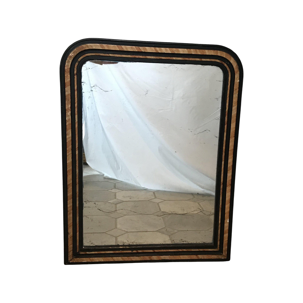 Antique faux wood painted mirror 