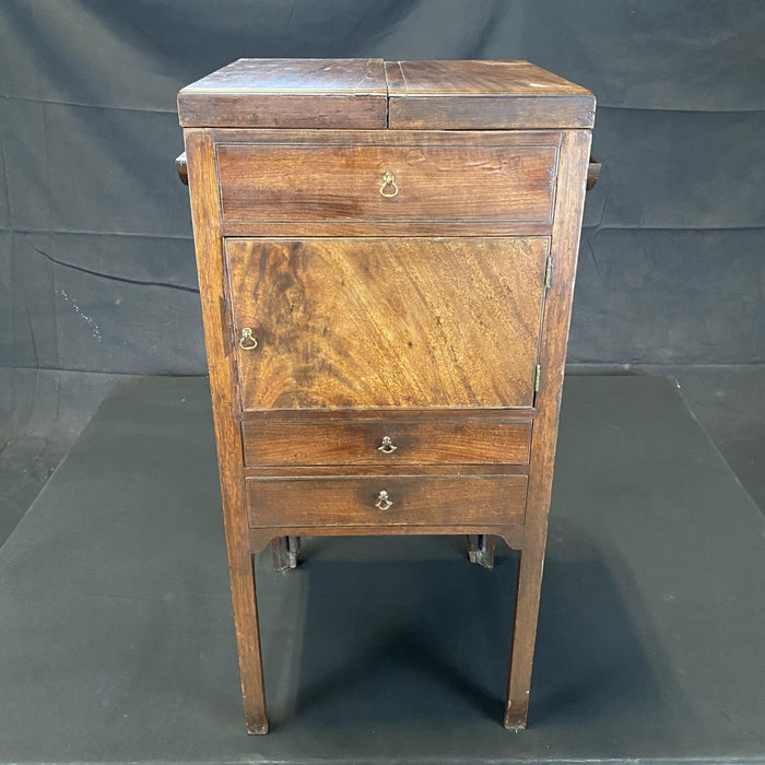 Antique British Bedside Table - Front View Closed - For Sale 