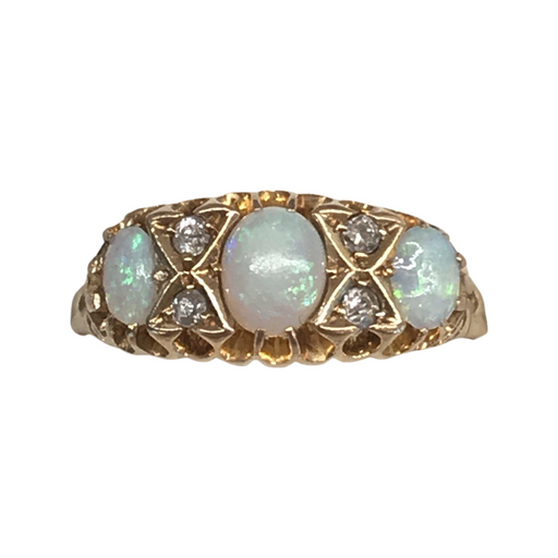 Stunning 18k Gold Opal and Diamond Ring from England
