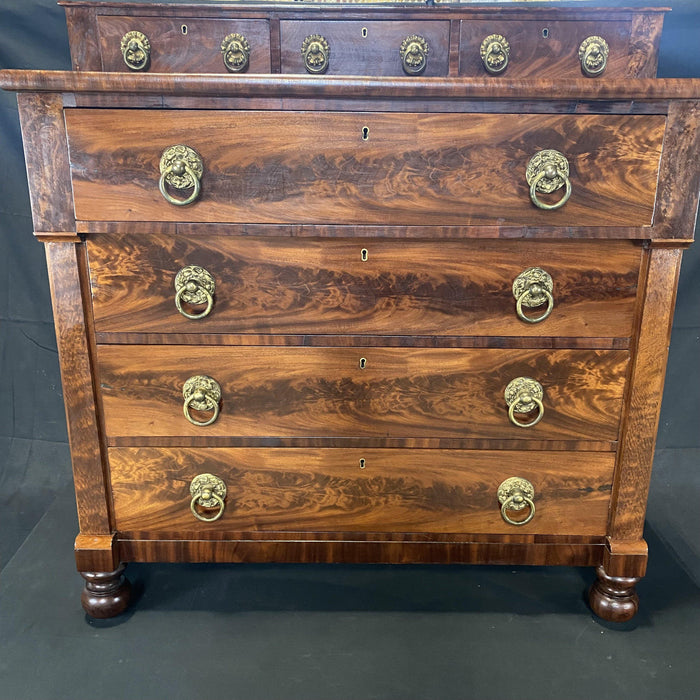 Antique Sheraton Step Back Chest of Drawers - View of Drawers - For Sale