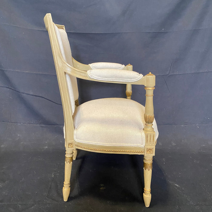 Pair of 19th Century French Neoclassical Armchairs or Head Dining Chairs