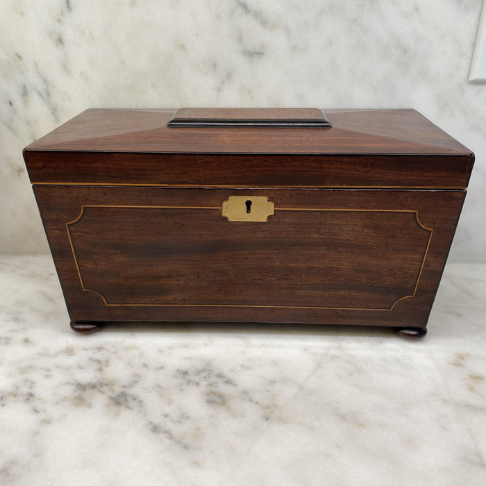 Antique Early 19th Century Inlaid Tea Caddy or Tea Box with Original Interior
