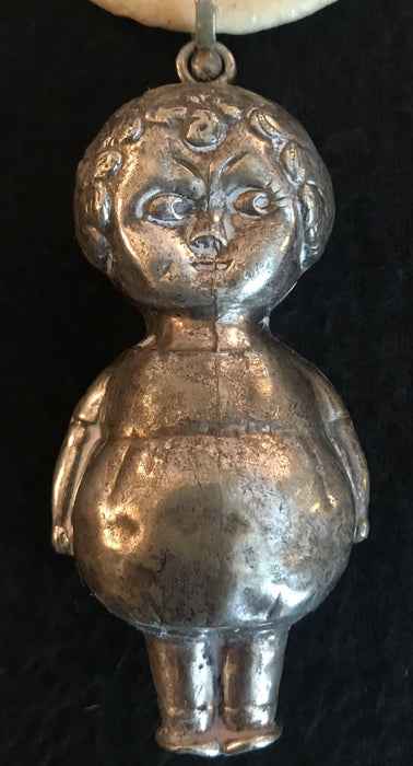 Antique silver baby rattle 