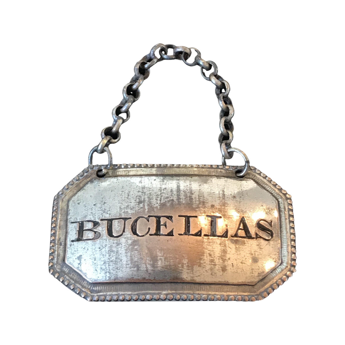 Antique Bucellas silver wine or liquor label 