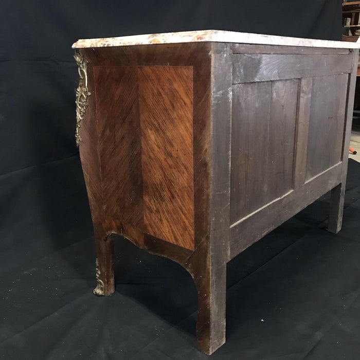 Antique Marble Top Louis XV Chest of Drawers - Corner View - For Sale