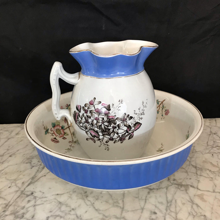 British Stone China Pitcher and Bowl Set by Maddock & Company