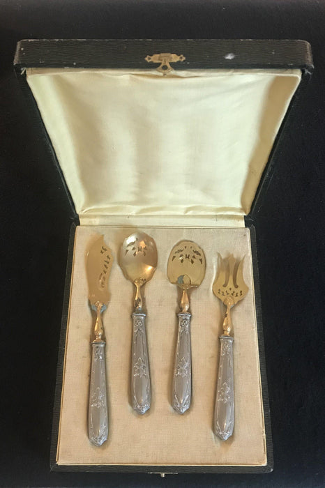 Antique gold and silver hors d'oeuvres or serving set in a box