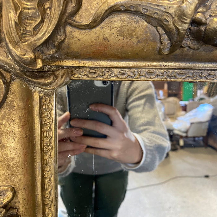 French Early Antiquing of fr Gold Mirror Renaissance Century 19th — Neoclassical Art Gilt The