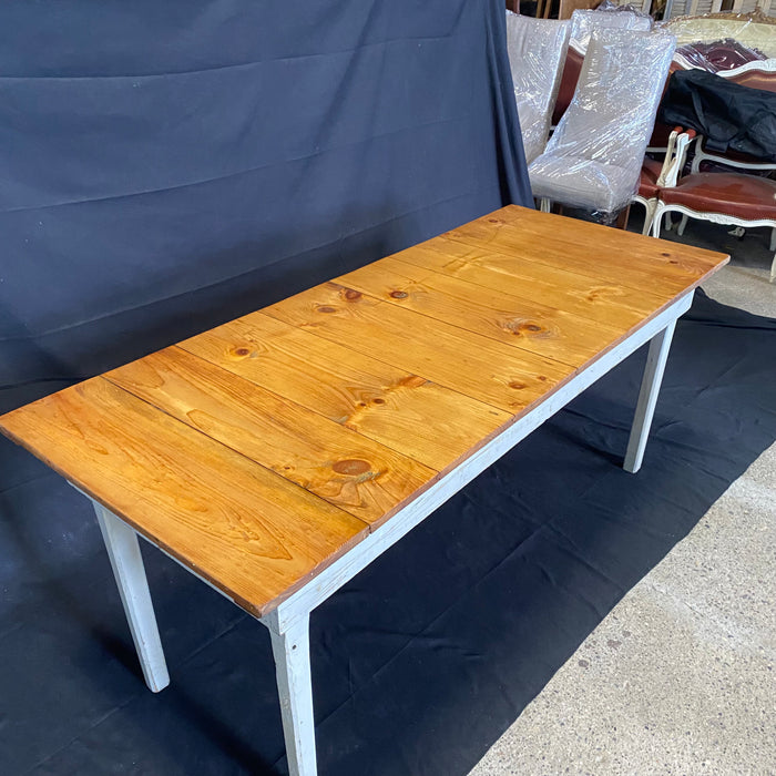 Primitive Pine Farmhouse Dining Table - Overhead View - For Sale