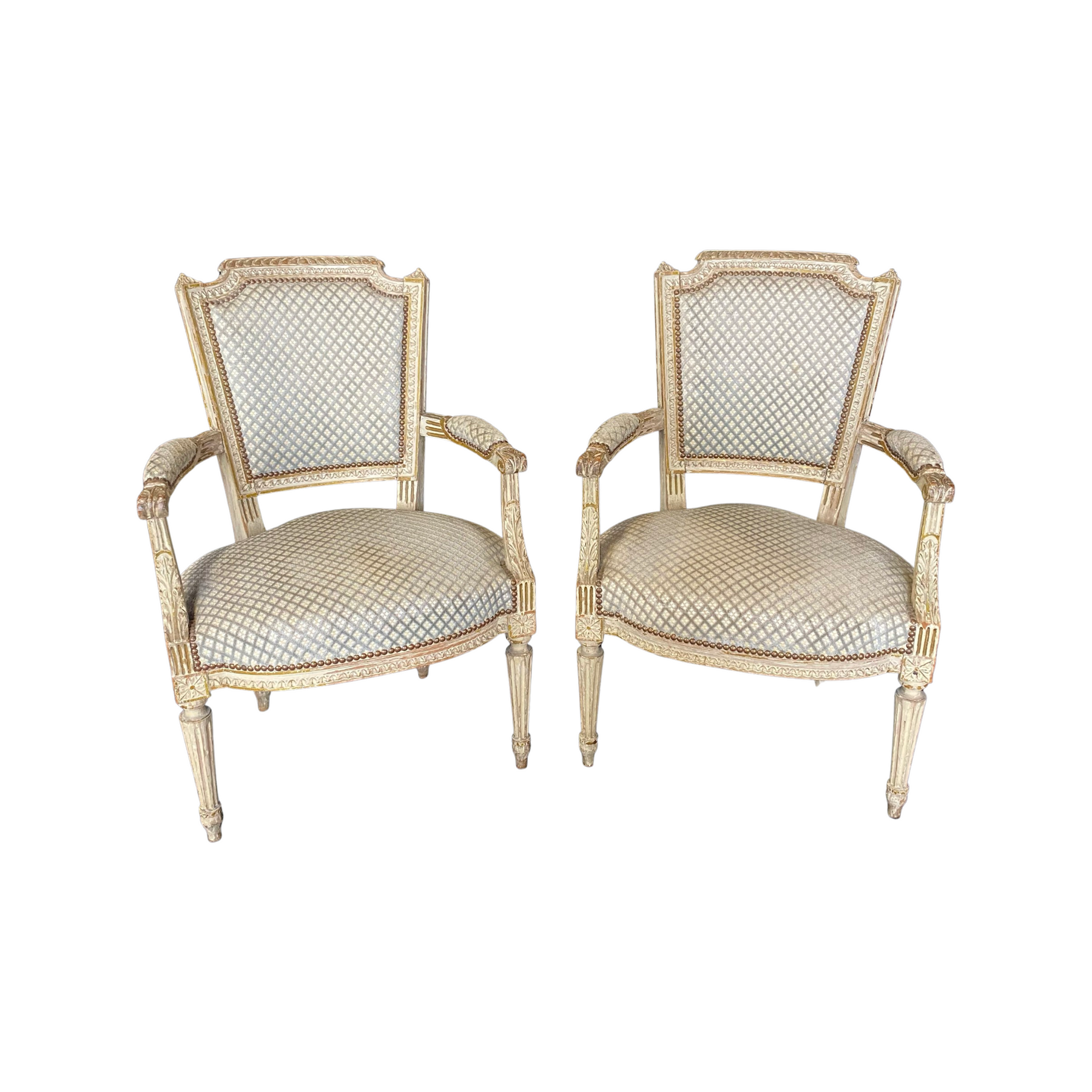 Pair of French Louis XVI Period Chairs with Original White Paint and N —  The Art of Antiquing