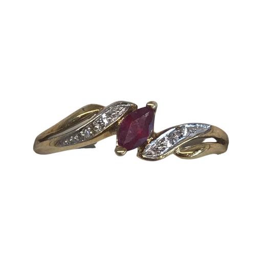 Antique ruby and diamond gold engagement ring