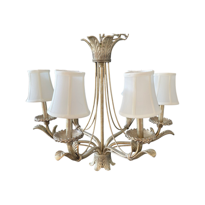 French Style Midcentury Art Deco Silver Six Arm Chandelier