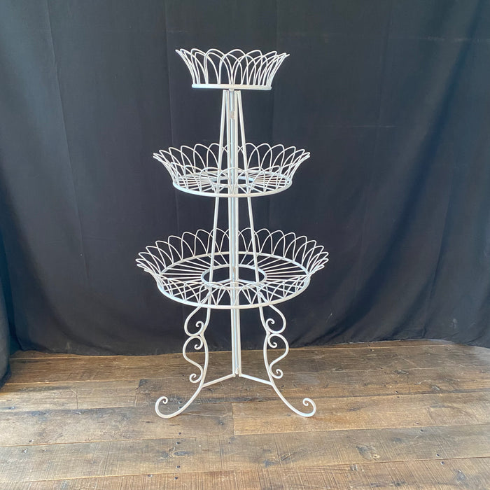 French Round Three-Tier Iron Wire Plant Stand