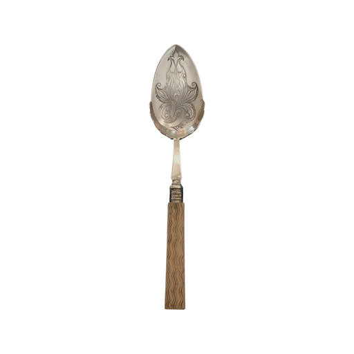 French Silver Flat Jam Spoon and Jam Spreader with Bone Handle