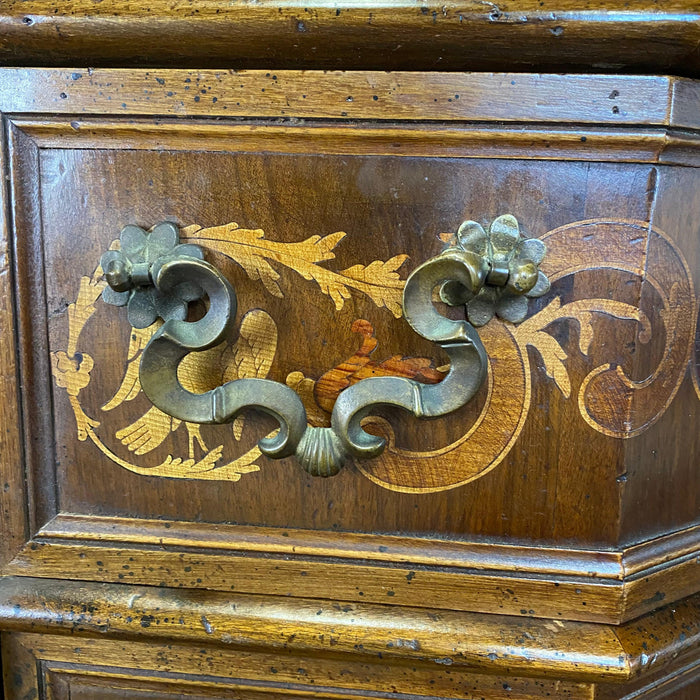 Fine Antique Italian 19th Century Chest of Drawers or Commode Dresser with Bird and Figural Marquetry