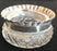 Antique crystal salt and pepper dishes with two mini silver spoons in original case