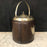 Oak biscuit barrel with silver crest and lid 