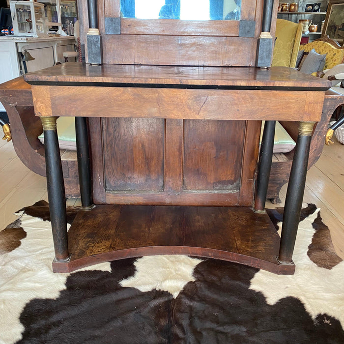 French Ebony Console Table and Mirror - Table View - For Sale
