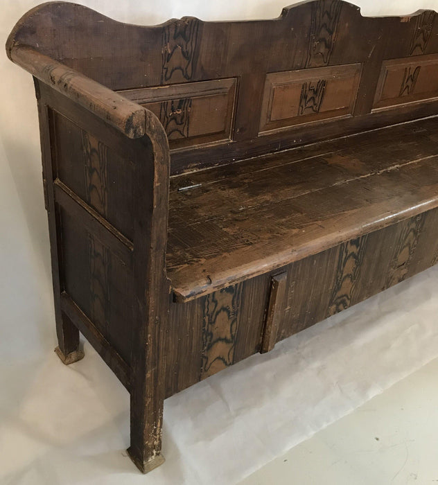Antique Hungarian Bench - Side View - For Sale