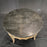 Mid Century Modern Round Silver Leaf Side Table with Lovely Dark Turquoise Tessillated Marble Top