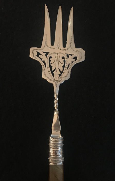 Antique Decorative British Silver Antique and Ornate Bread Fork