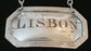 Antique wine or liquor silver label with Lisbon etched on the center 