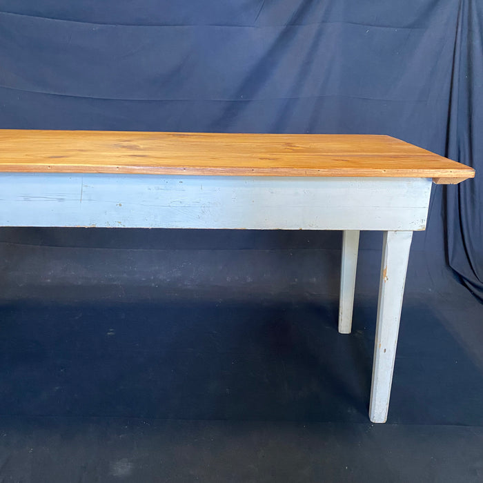 Antique Farmhouse Dining Table - Detail Side View - For Sale
