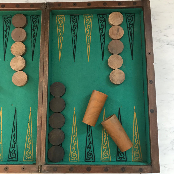 Antique folding game board set 