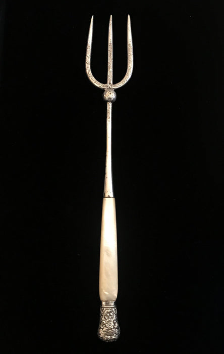 British Silver and Mother of Pearl Bread Fork or Serving Fork