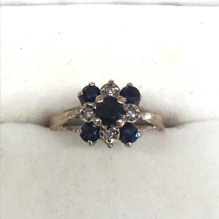 Sapphire and Diamond Cluster Ring from England