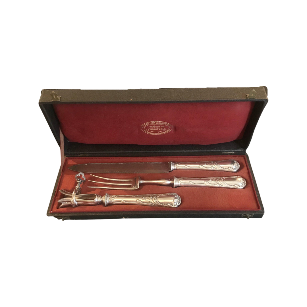 Christofle Silver Serving Set: Three Piece Paris French Meat Set