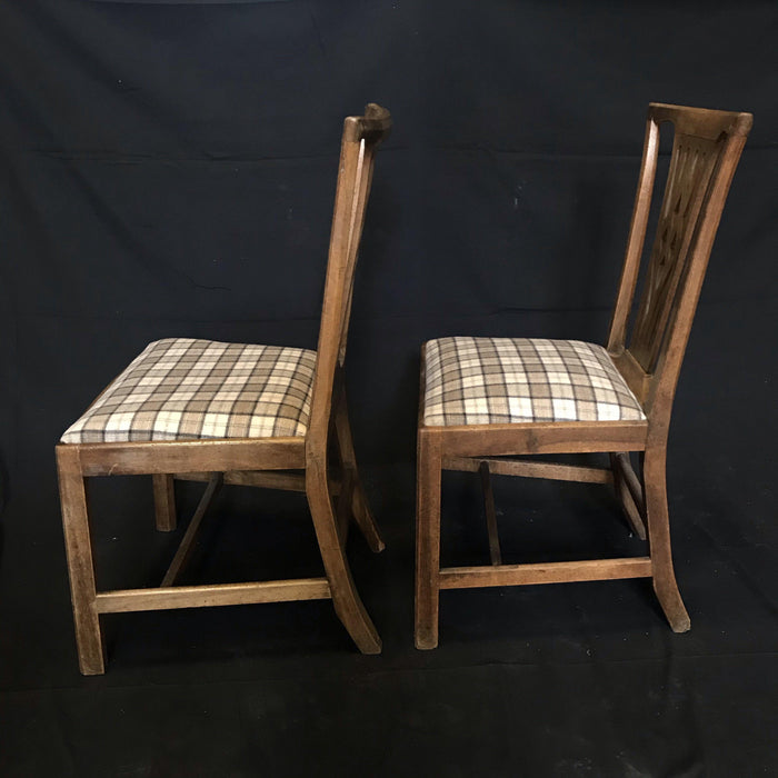 Gorgeous Early British Chairs Newly Reupholstered in Neutral British Tartan