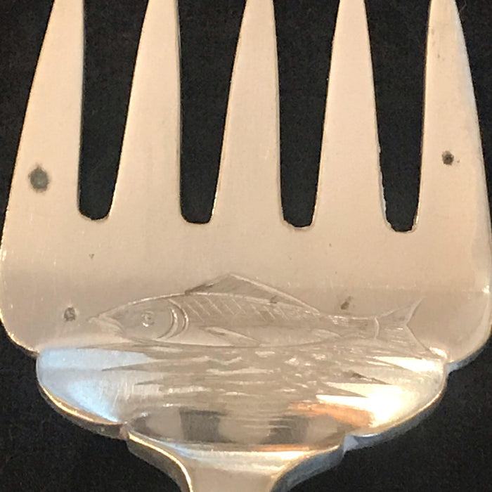 Antique silver fish serving fork 