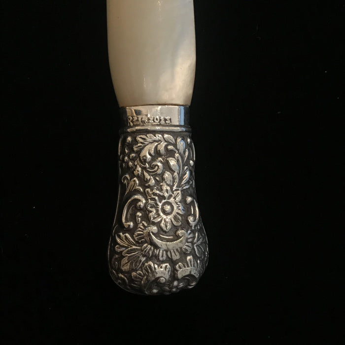 British Silver and Mother of Pearl Bread Fork or Serving Fork