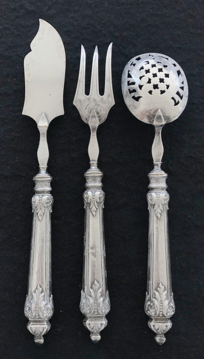 Buy this French Silver Hors D'Oeuvres Set 3 Piece. Gorgeous and detailed!